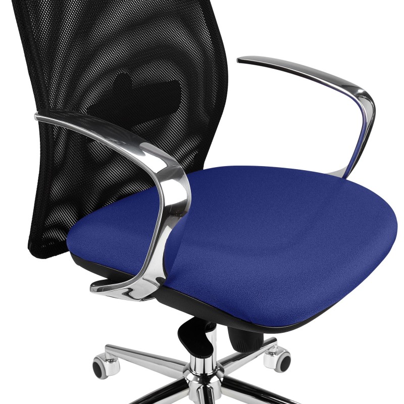 Silla Ergonómica YEDA, Respaldo Alto, en Malla y Tela, Negro