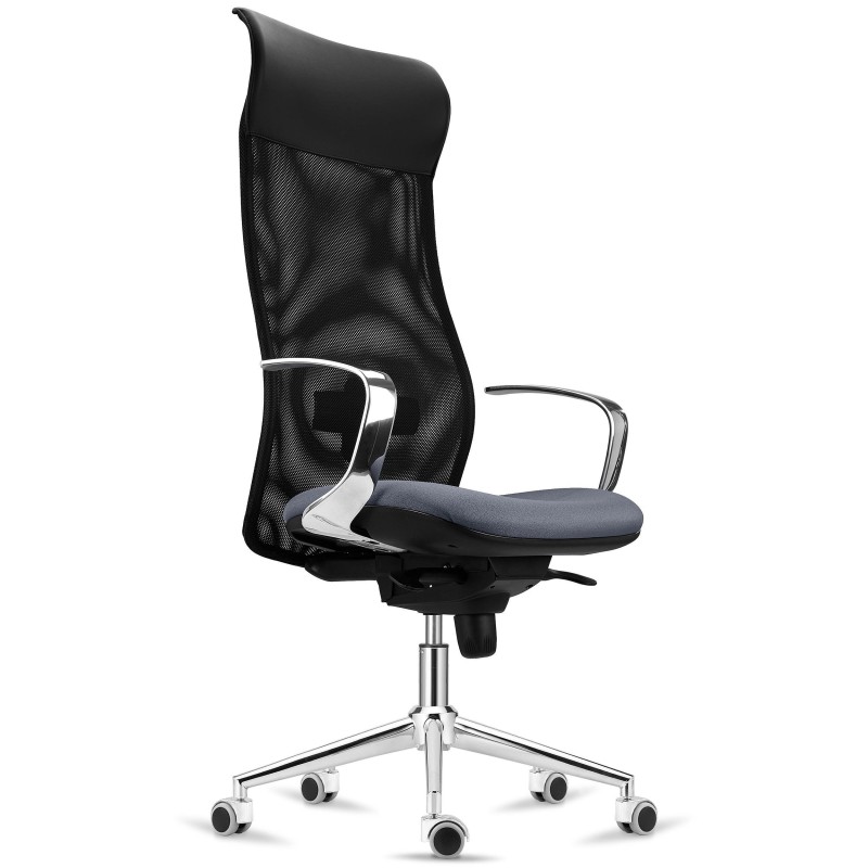 Silla Ergonómica YEDA, Respaldo Alto, en Malla y Tela, Negro