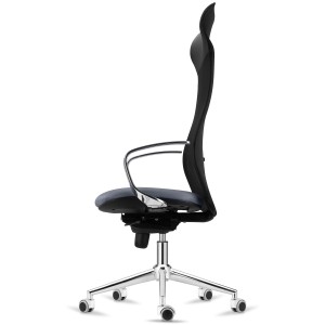 Silla Ergonómica YEDA, Respaldo Alto, en Malla y Tela, Negro