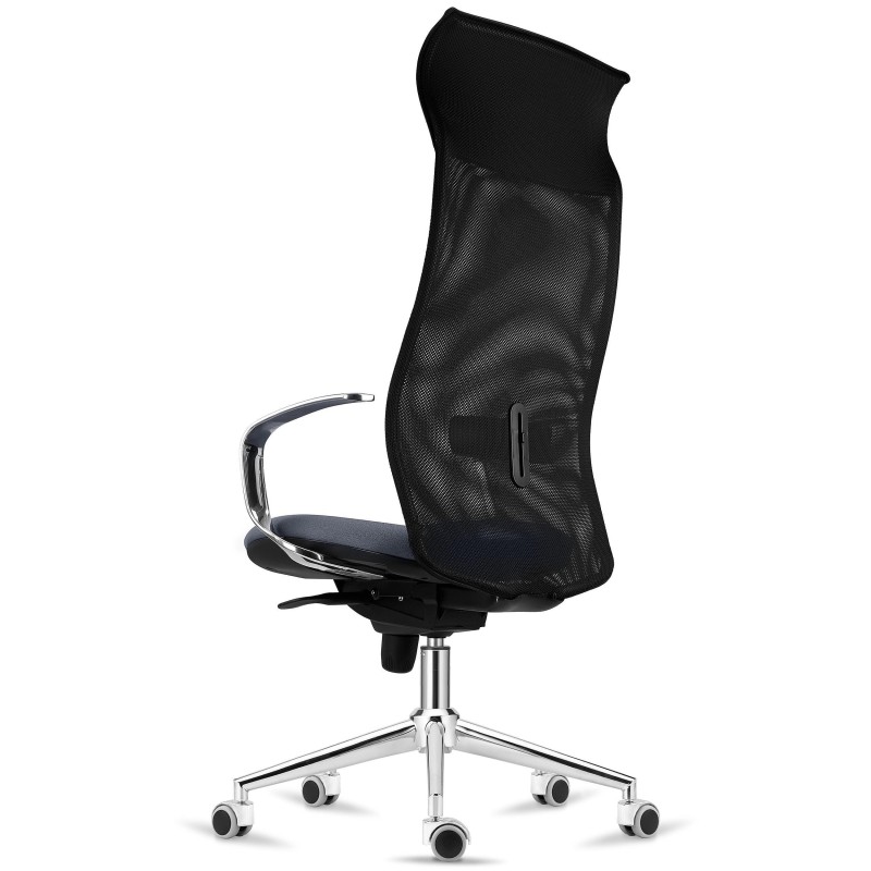 Silla Ergonómica YEDA, Respaldo Alto, en Malla y Tela, Negro