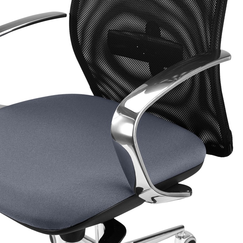 Silla Ergonómica YEDA, Respaldo Alto, en Malla y Tela, Negro