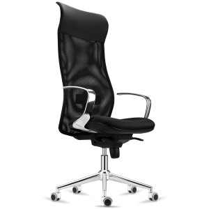 Silla Ergonómica YEDA, Respaldo Alto, en Malla y Tela, Negro