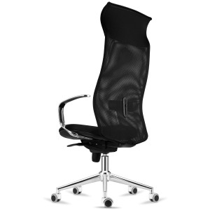Silla Ergonómica YEDA, Respaldo Alto, en Malla y Tela, Negro