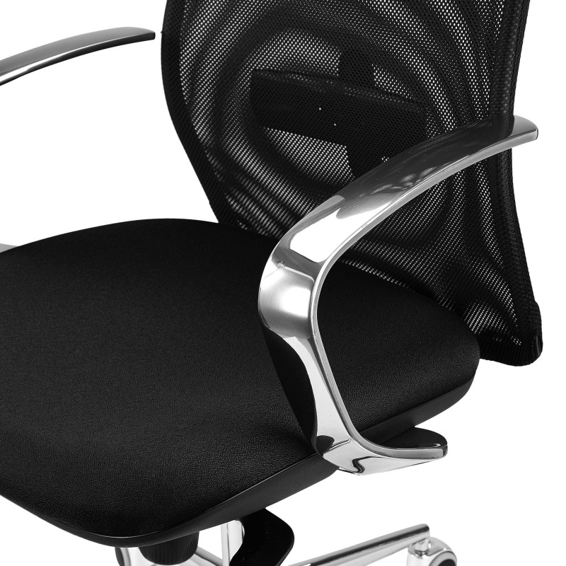 Silla Ergonómica YEDA, Respaldo Alto, en Malla y Tela, Negro