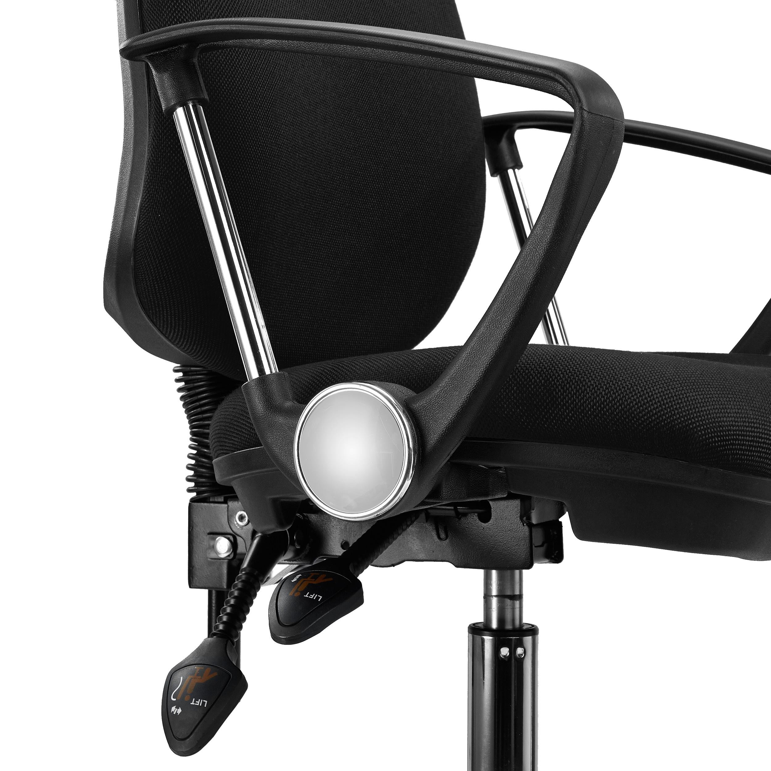 Silla de Oficina ROMA, Respaldo Ajustable, Cómoda y Robusta, Uso 8H, en Negro