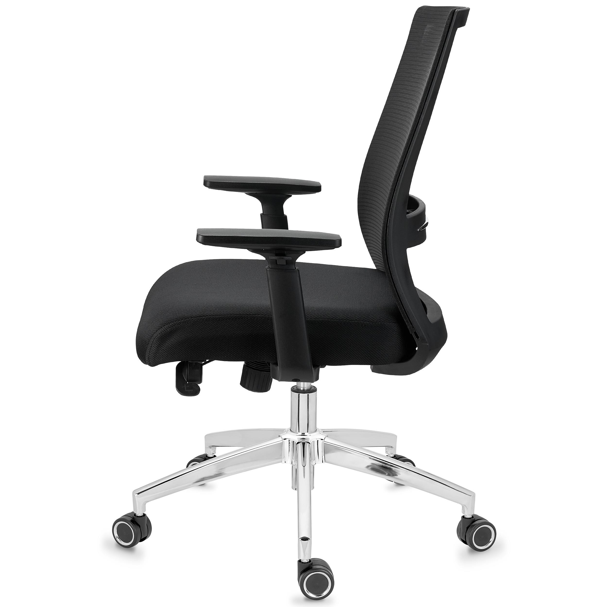 Silla Ergonómica NIXON, Soporte Lumbar, Base Metálica, Uso 8H, en Negro
