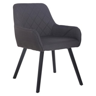 Silla de Confidente DARRY V TELA, Patas Negras, Negro