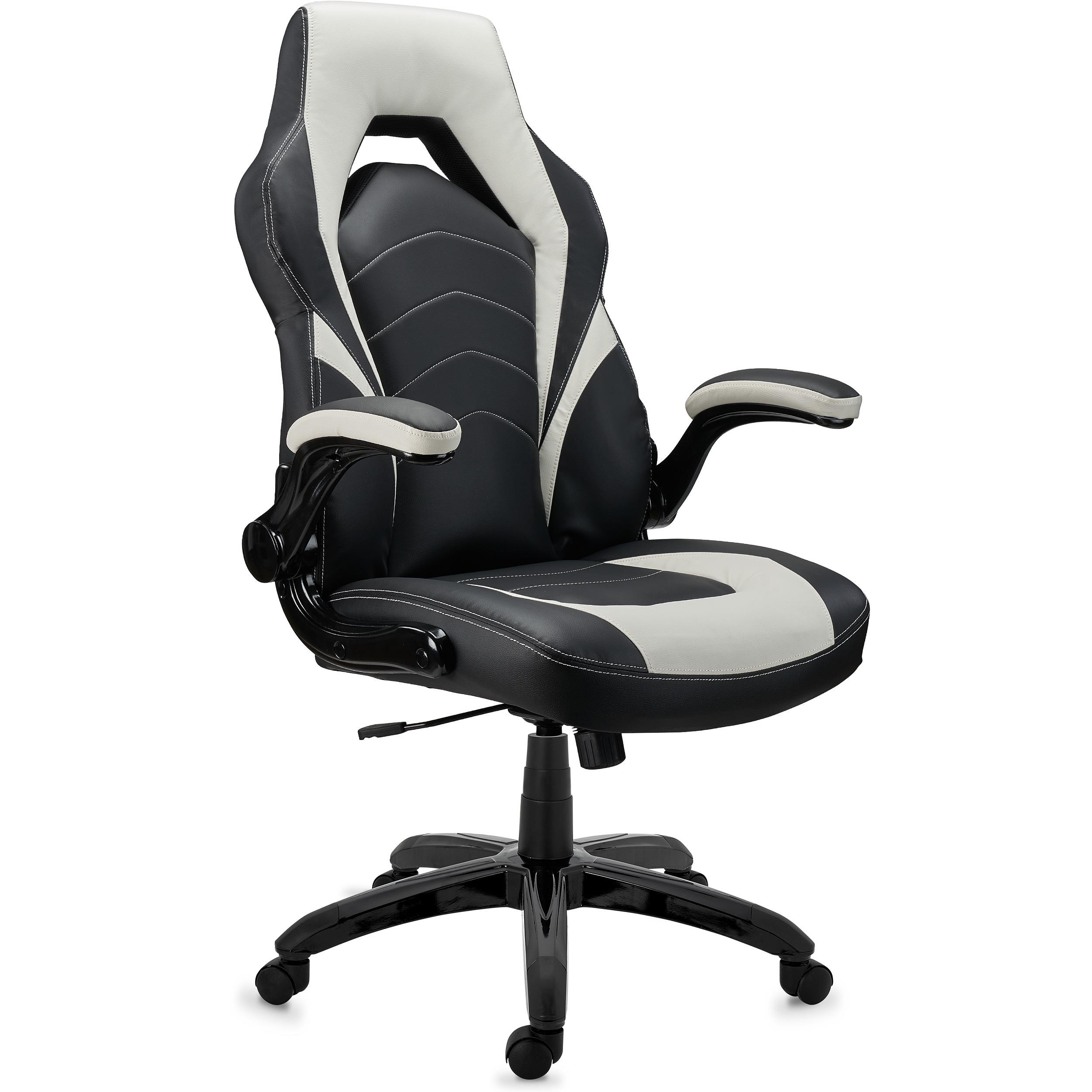 Silla Gaming NITRO, Grueso Acolchado, Reposabrazos Abatibles, en Piel color Negro y Azul