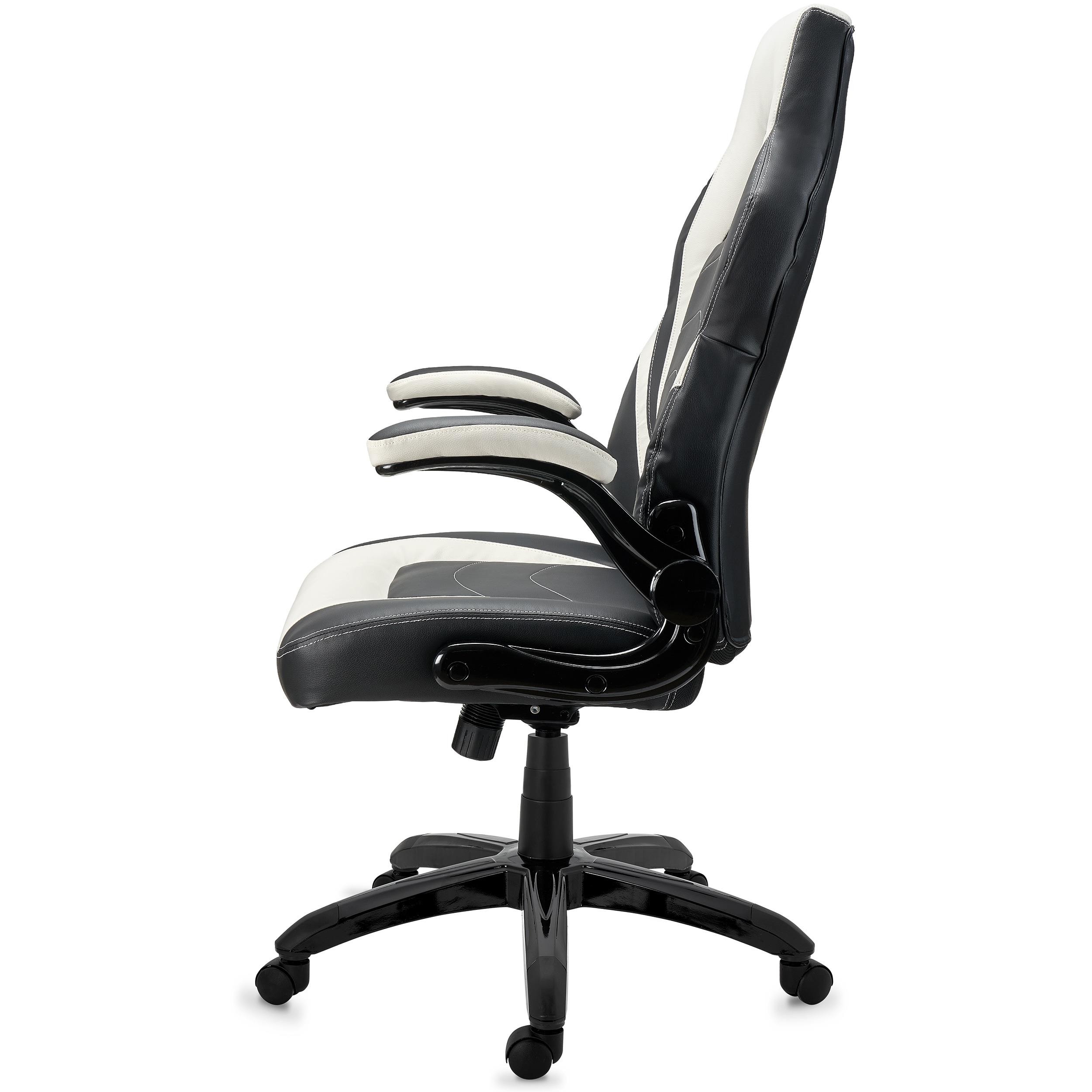Silla Gaming NITRO, Grueso Acolchado, Reposabrazos Abatibles, en Piel color Negro y Azul