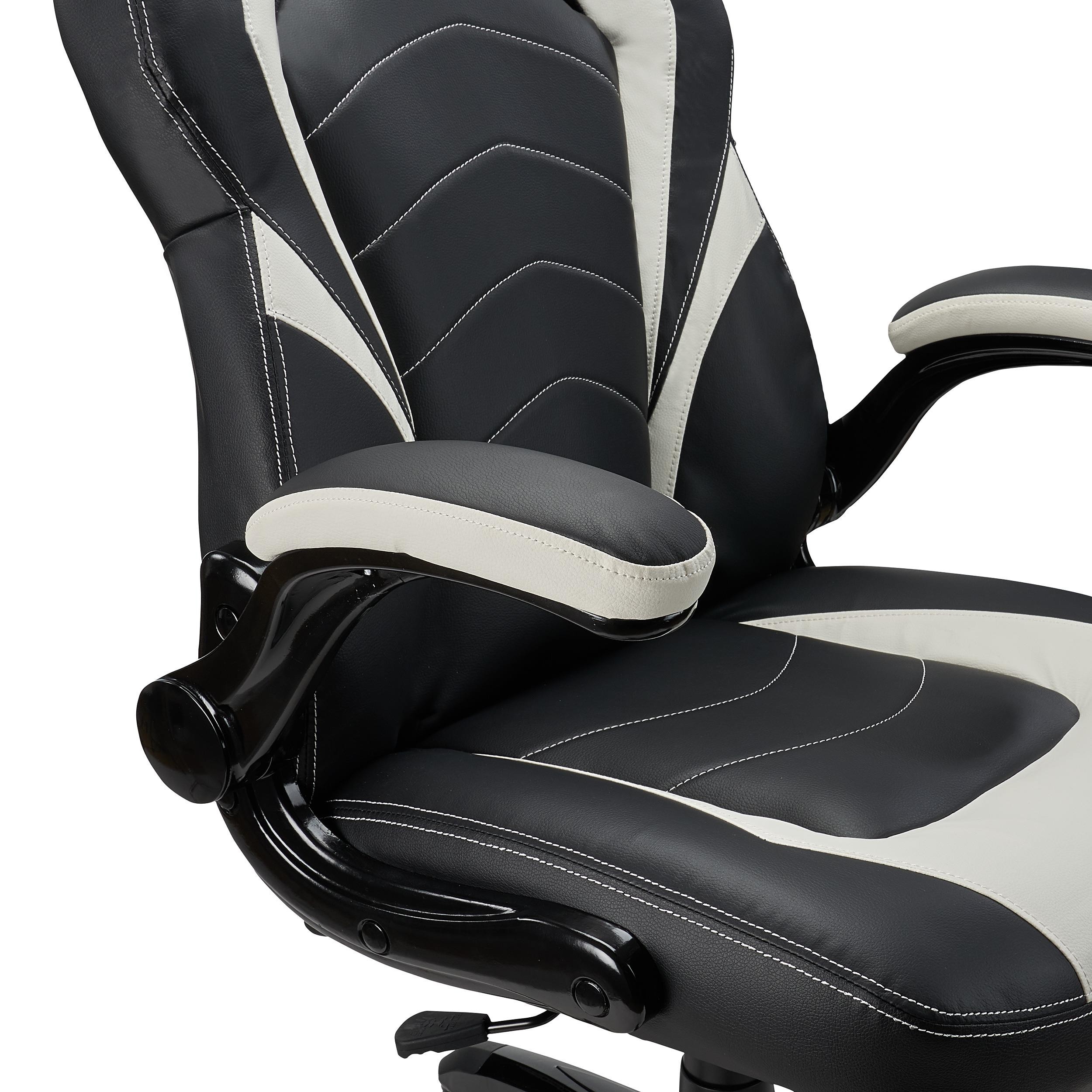 Silla Gaming NITRO, Grueso Acolchado, Reposabrazos Abatibles, en Piel color Negro y Azul