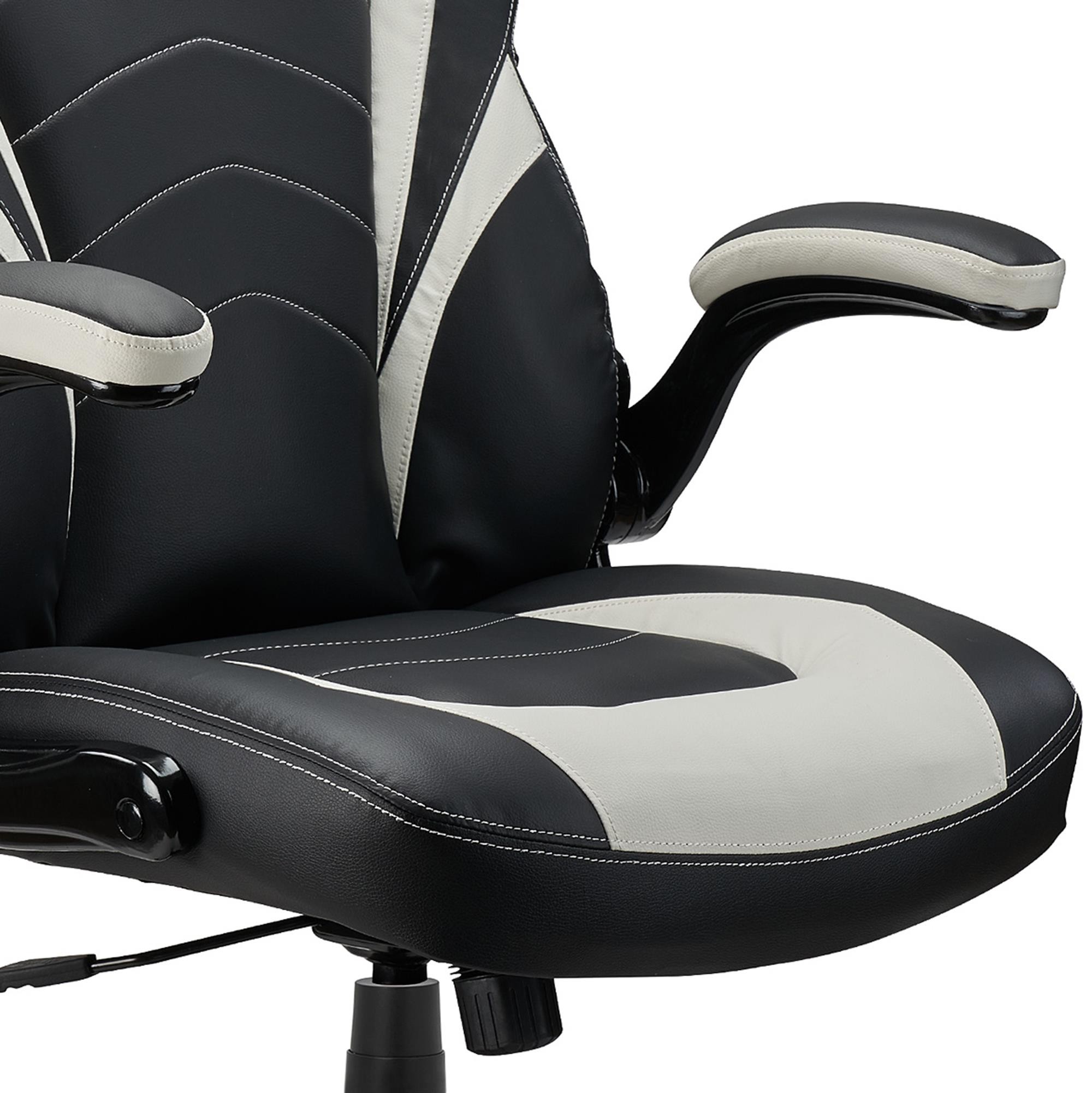 Silla Gaming NITRO, Grueso Acolchado, Reposabrazos Abatibles, en Piel color Negro y Azul