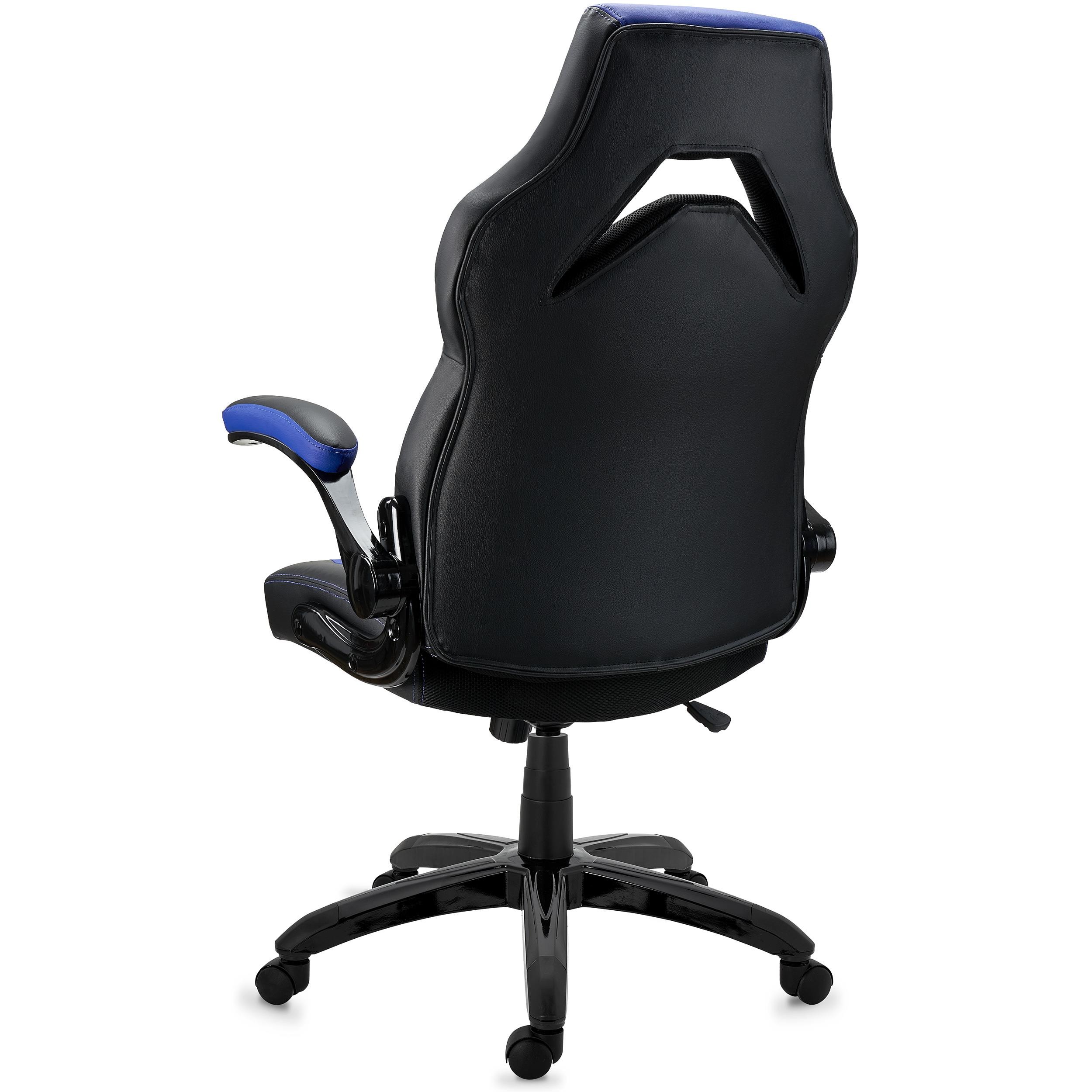 Silla Gaming NITRO, Grueso Acolchado, Reposabrazos Abatibles, en Piel color Negro y Azul
