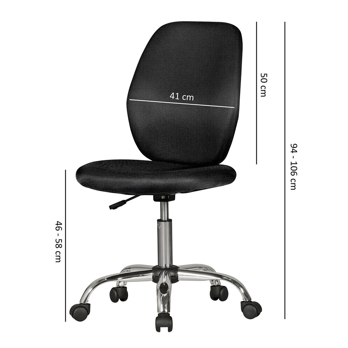 Silla de Escritorio PONY, Apta de 6 a 15 Años, En Malla Transpirable, Color Negro
