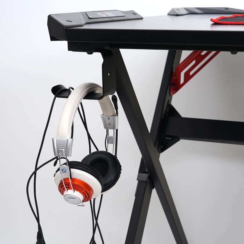 Mesa Gaming JEREMY, 130x76,5x78 cm, color Negro