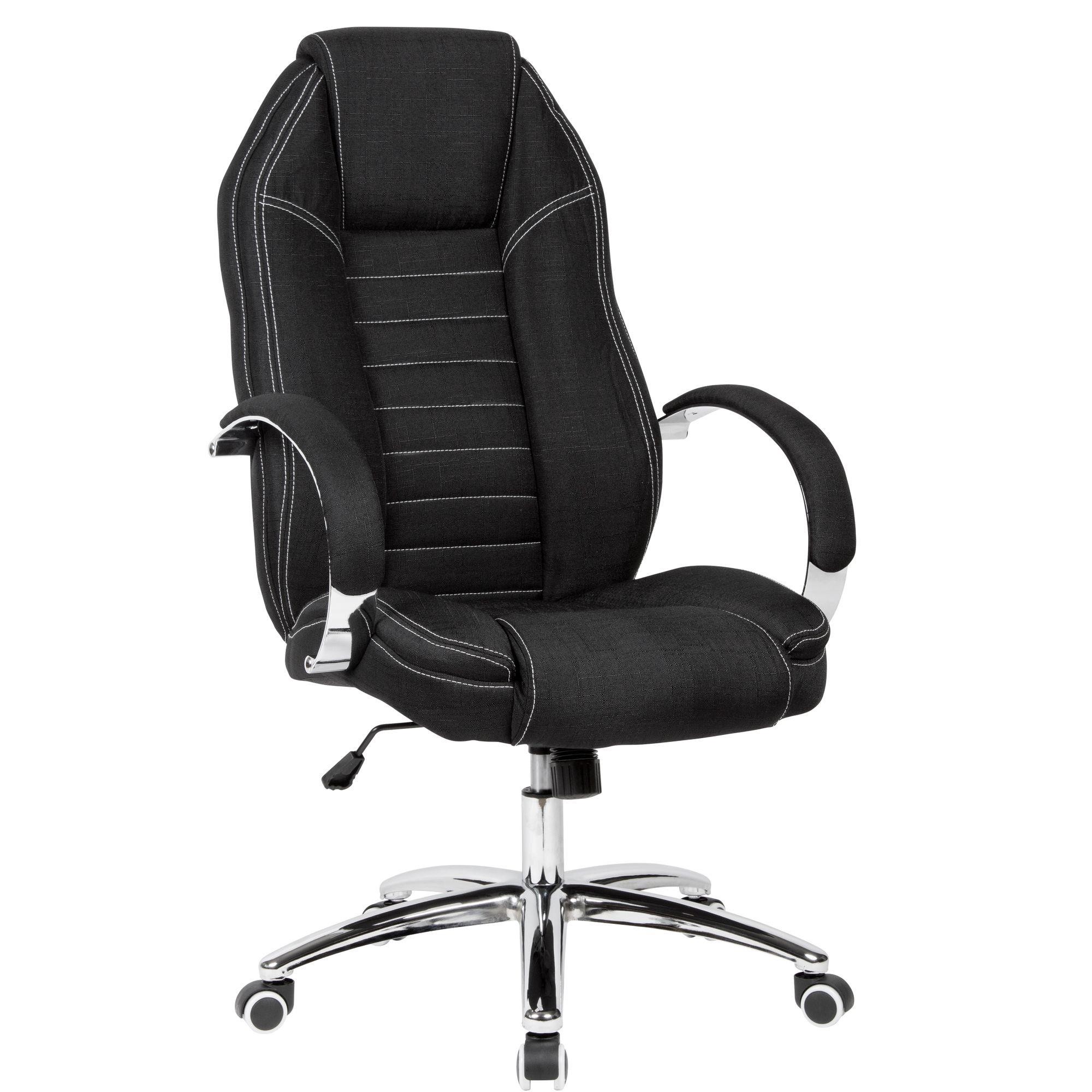 Sillón de Oficina TORONTO, Diseño Exclusivo, Base Metálica, en Tela Negra