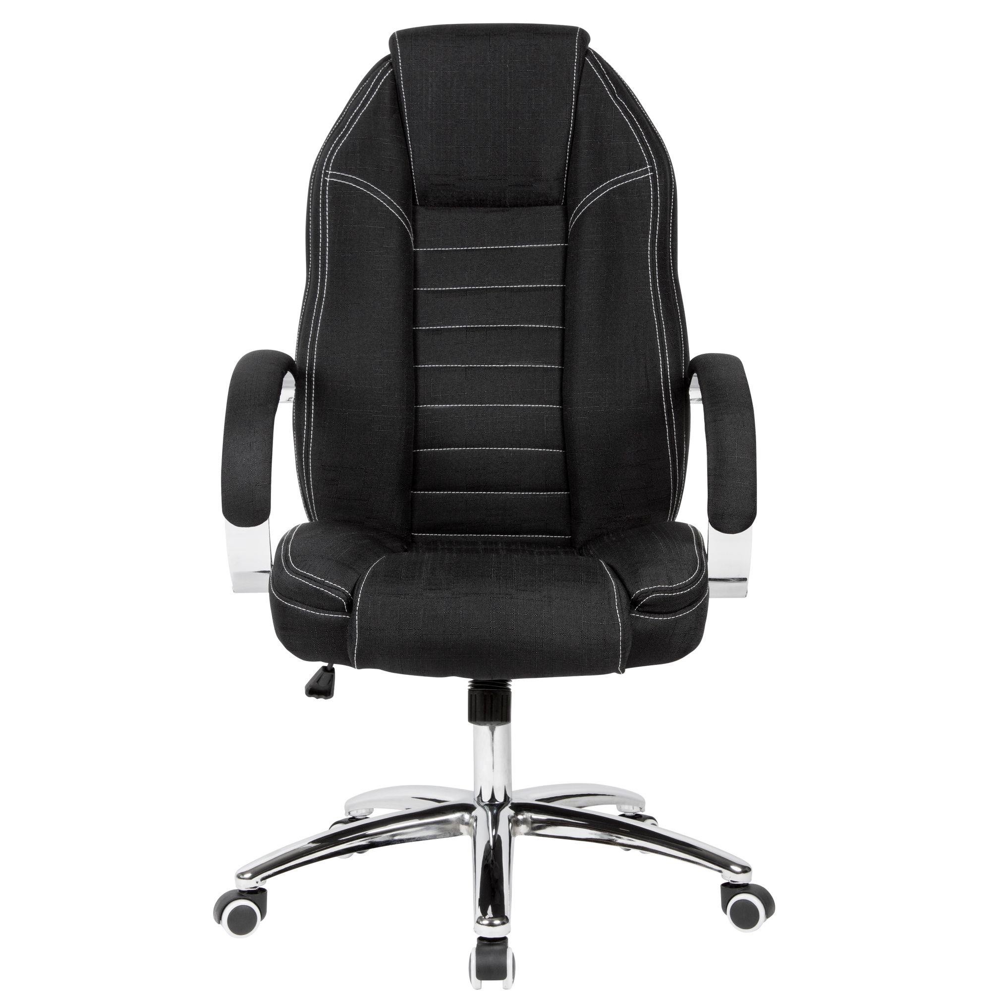 Sillón de Oficina TORONTO, Diseño Exclusivo, Base Metálica, en Tela Negra