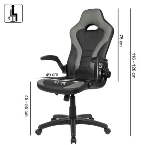 Silla Gaming CASIPI en Piel color Negro y Gris