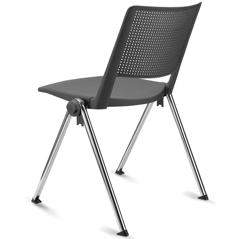 Silla de confidente REVOLUTION, apilable, negro y patas cromadas
