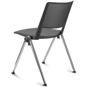 Silla de confidente REVOLUTION, apilable, negro y patas cromadas