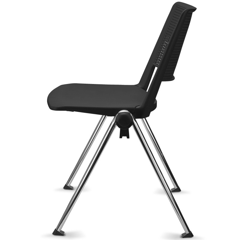 Silla de confidente REVOLUTION, apilable, negro y patas cromadas