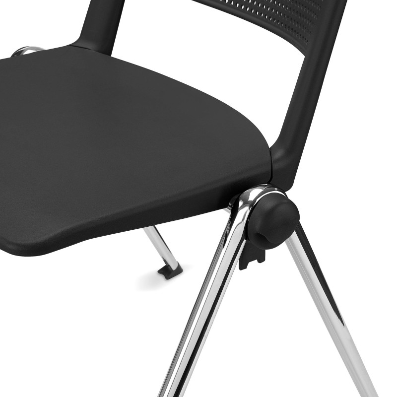 Silla de confidente REVOLUTION, apilable, negro y patas cromadas