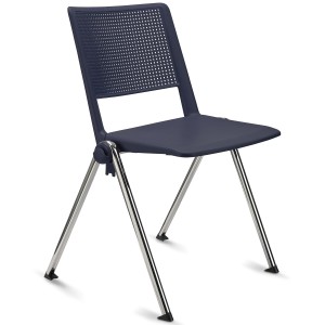 Silla de confidente REVOLUTION, apilable, negro y patas cromadas