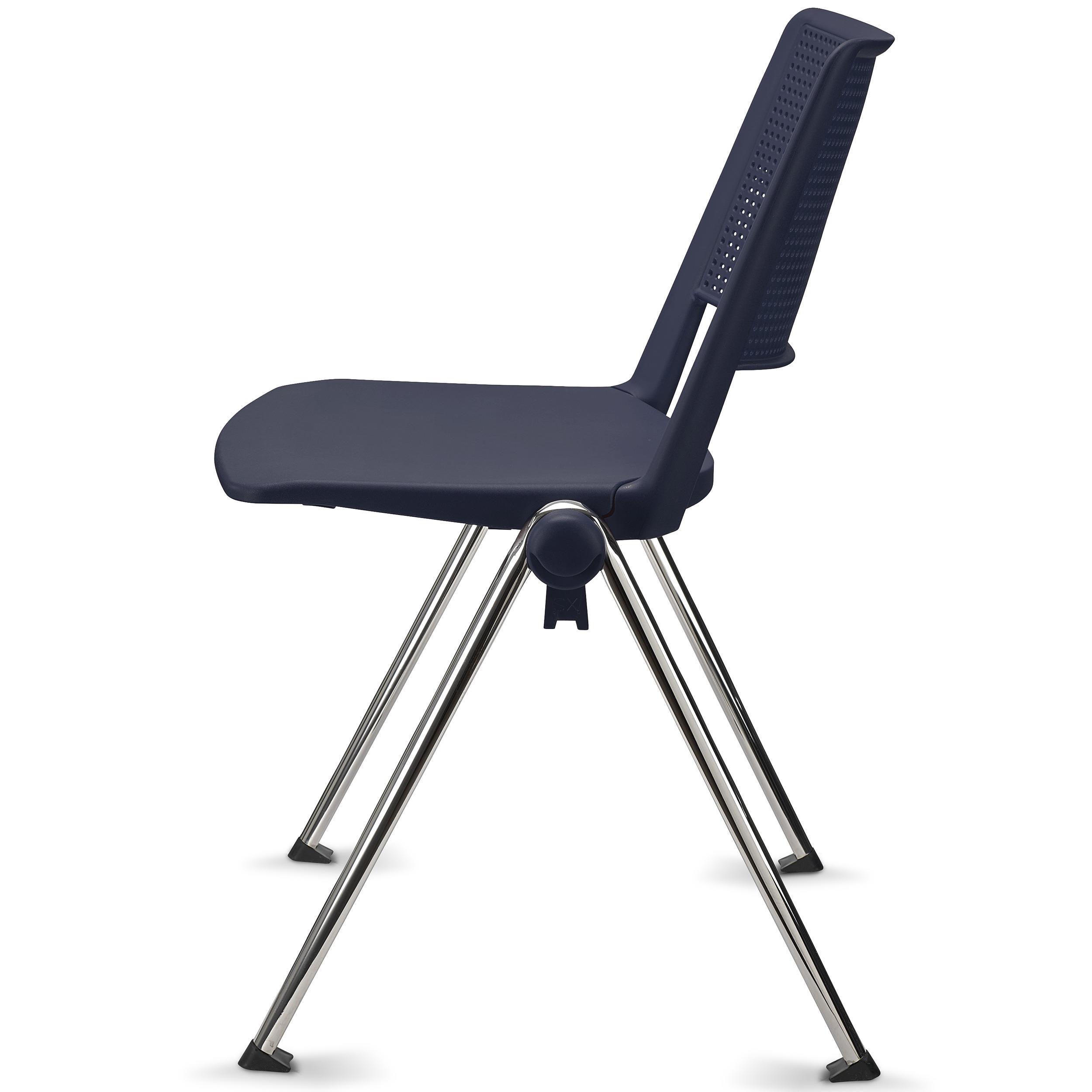 Silla de Confidente CARINA, Apilable, Ganchos de Unión, Patas Cromadas, En Negro