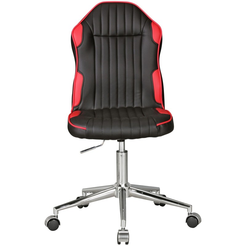 Silla Juvenil HELEN en Piel Negra y Roja