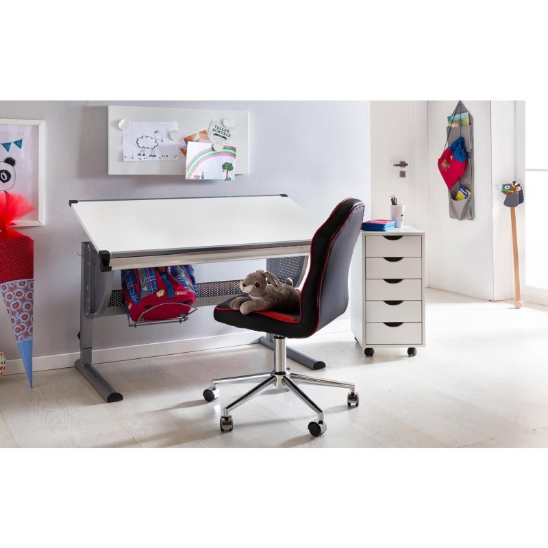 Silla Juvenil HELEN en Piel Negra y Roja