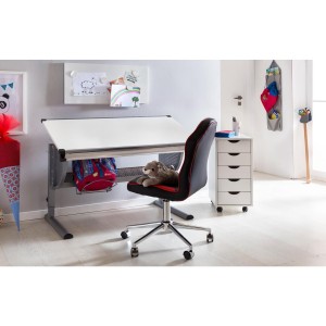 Silla Juvenil HELEN en Piel Negra y Roja