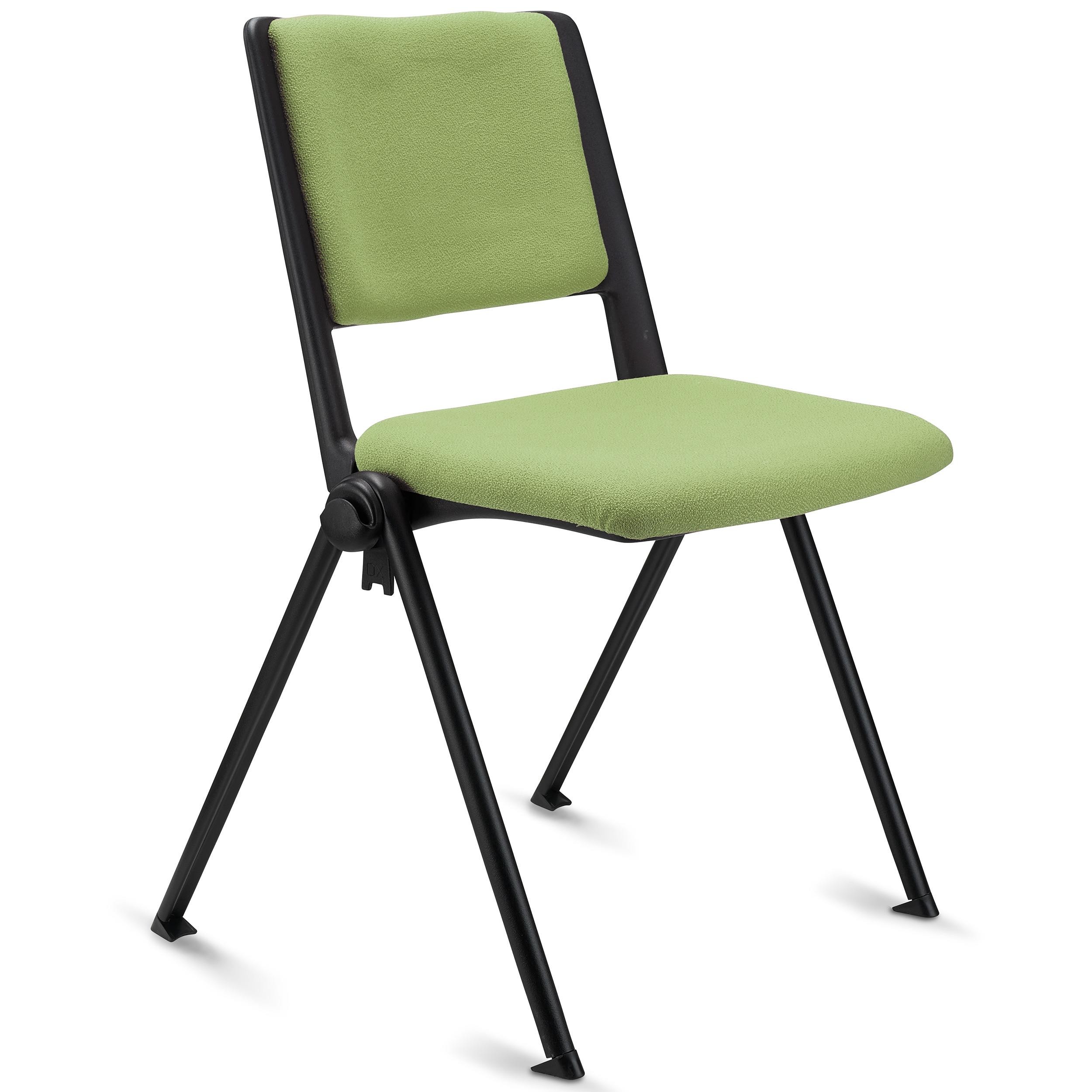 Silla de Confidente CARINA, Apilable, Ganchos de Unión, Patas Negras y Tela Negra