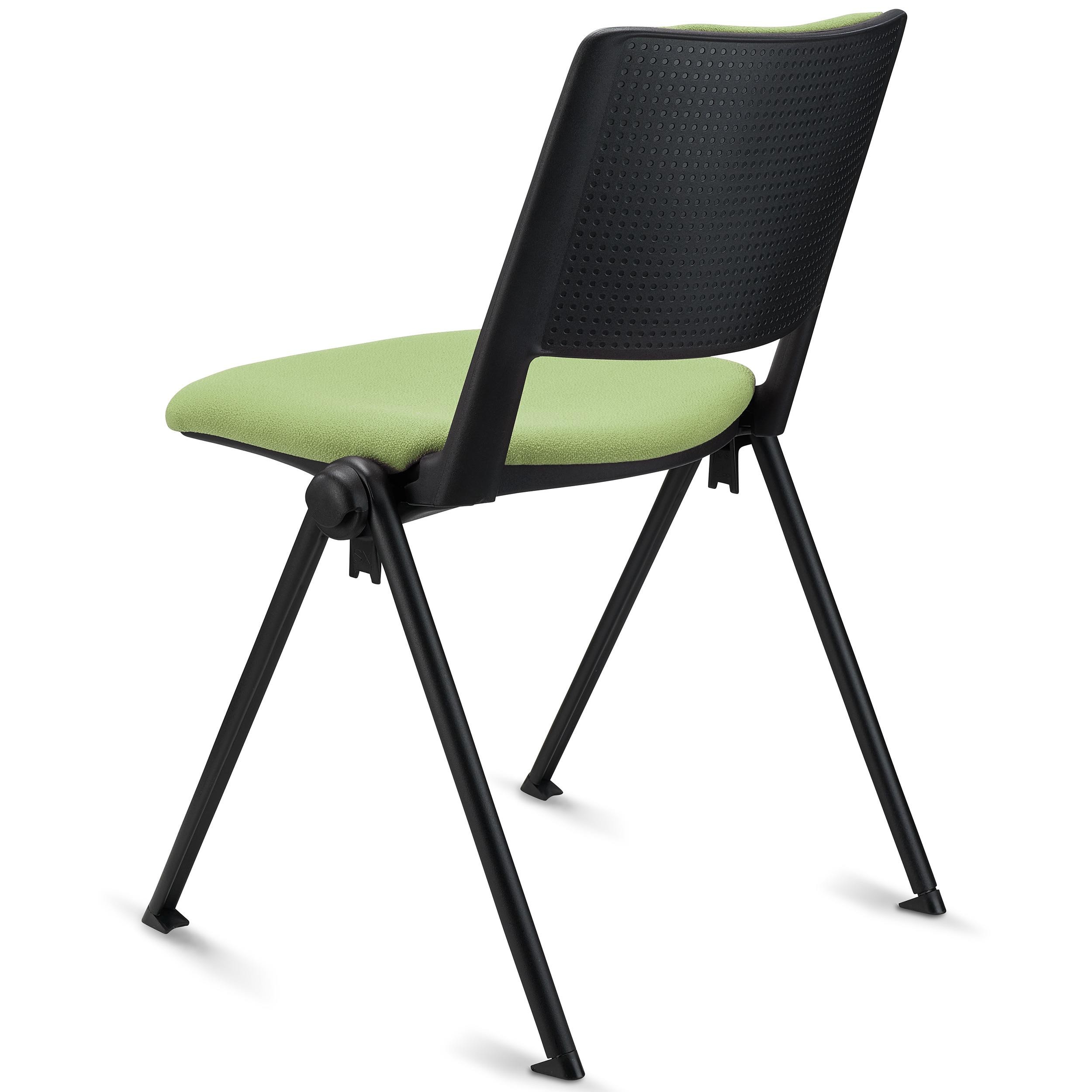 Silla de Confidente CARINA, Apilable, Ganchos de Unión, Patas Negras y Tela Negra