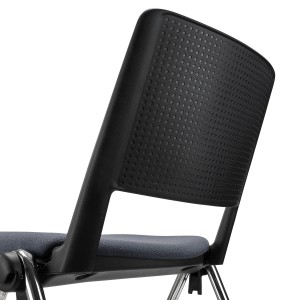 Silla confidente CARINA, apilable, tela negra y patas cromadas