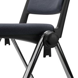 Silla confidente CARINA, apilable, tela negra y patas cromadas