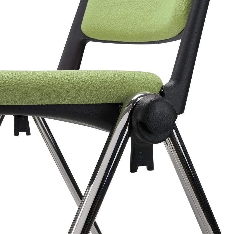 Silla confidente CARINA, apilable, tela negra y patas cromadas