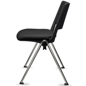 Silla confidente CARINA, apilable, tela negra y patas cromadas
