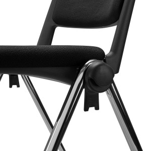 Silla confidente CARINA, apilable, tela negra y patas cromadas