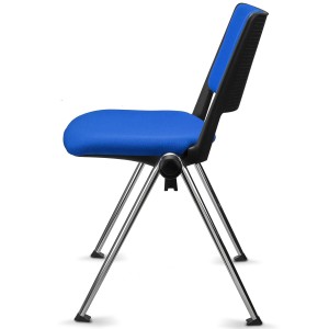 Silla confidente CARINA, apilable, tela negra y patas cromadas