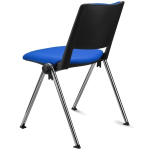 Silla confidente CARINA, apilable, tela negra y patas cromadas
