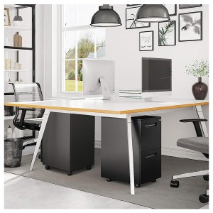 Archivador con Ruedas CLARK, 2 Cajones, Color Negro Mate