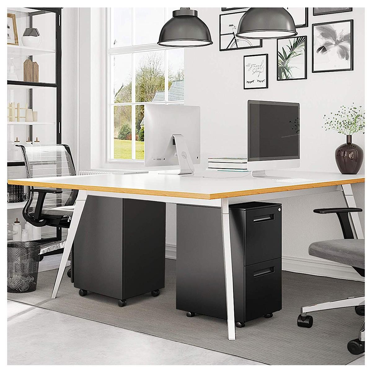 Archivador con Ruedas CLARK, Dimensiones 39x50x69.5 cm, Color Negro Mate
