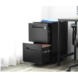 Archivador con Ruedas CLARK, 2 Cajones, Color Negro Mate