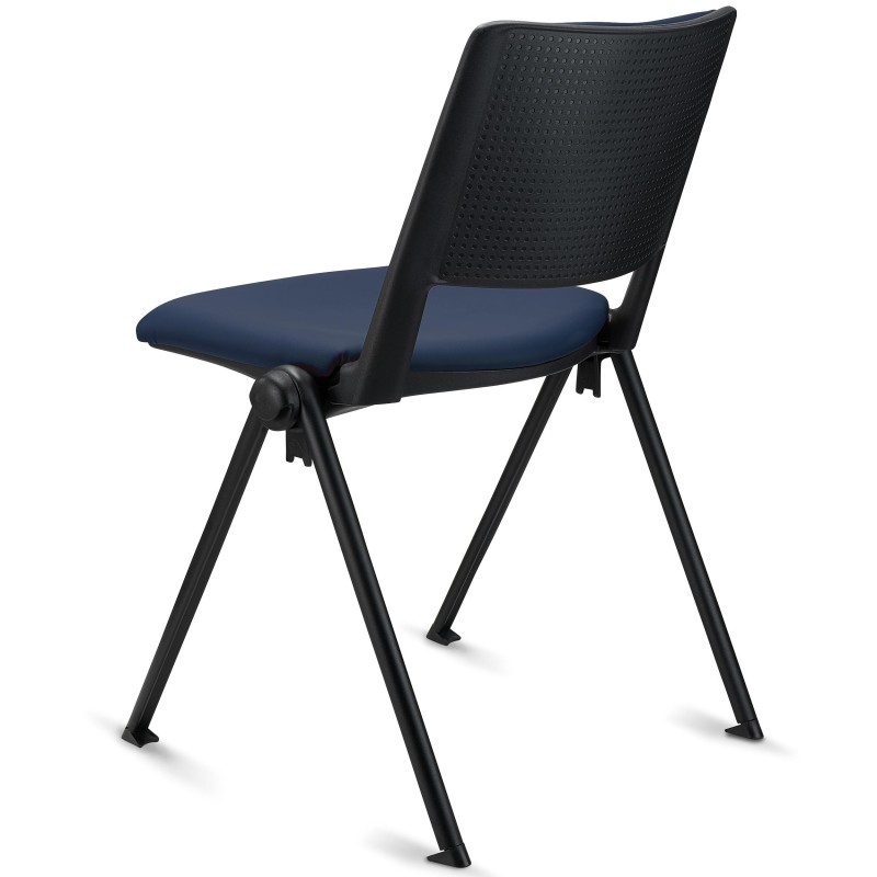 Silla de confidente CARINA, apilable, piel negra, patas negras