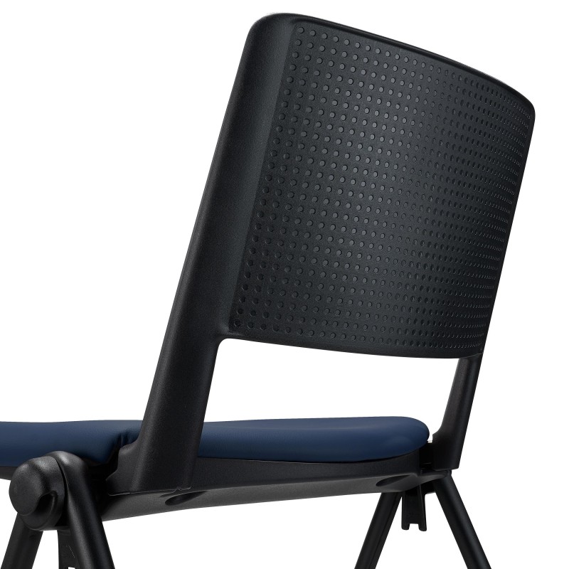 Silla de confidente CARINA, apilable, piel negra, patas negras
