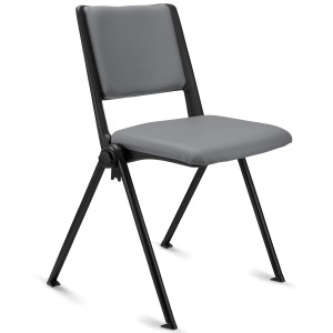 Silla de confidente CARINA, apilable, piel negra, patas negras