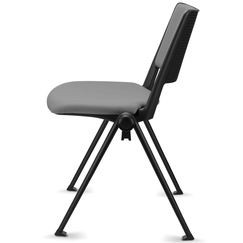 Silla de confidente CARINA, apilable, piel negra, patas negras