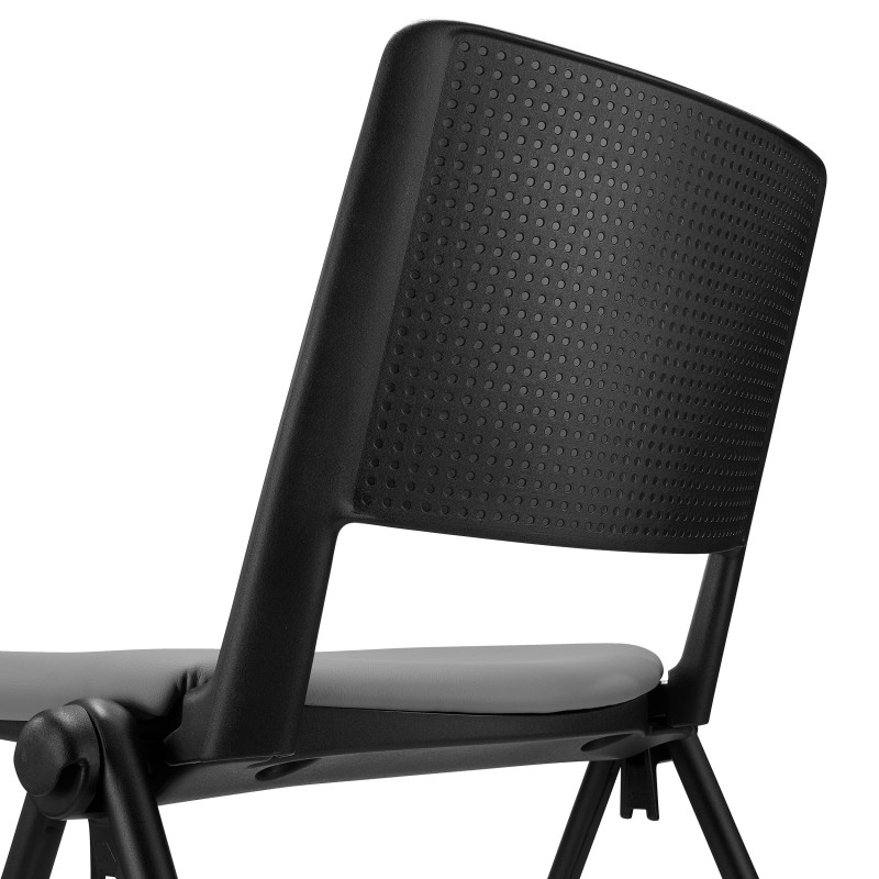 Silla de confidente CARINA, apilable, piel negra, patas negras