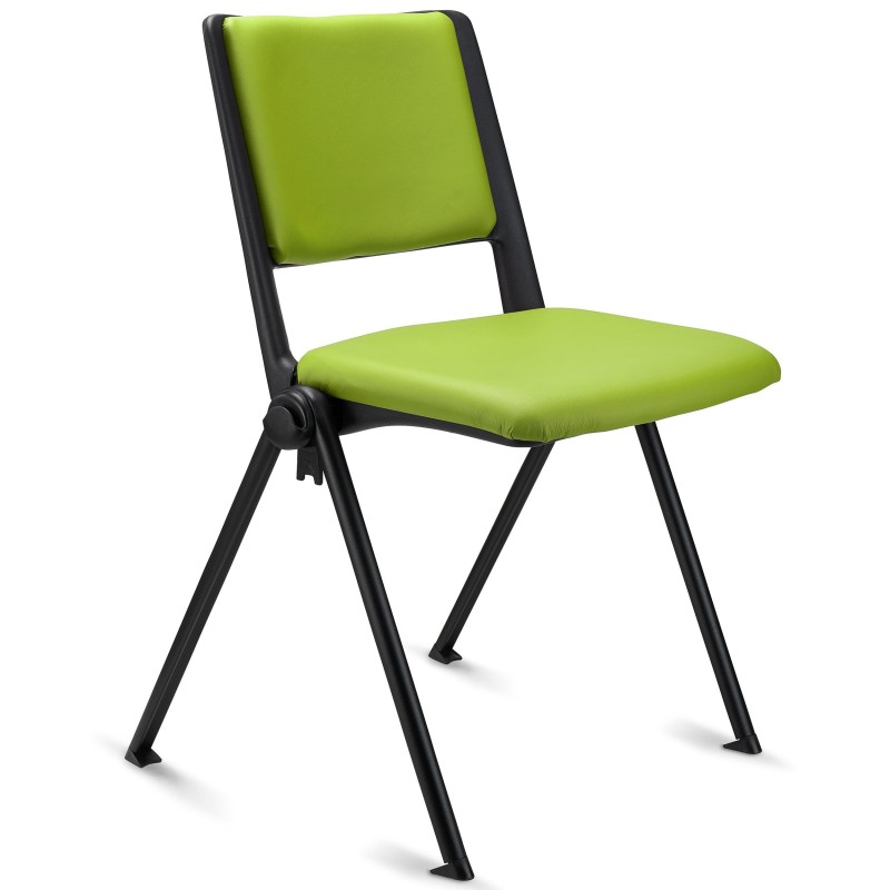 Silla de confidente CARINA, apilable, piel negra, patas negras