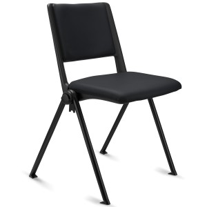Silla de confidente CARINA, apilable, piel negra, patas negras