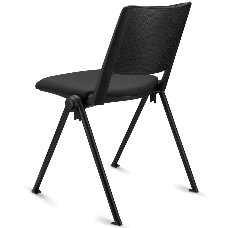 Silla de confidente CARINA, apilable, piel negra, patas negras